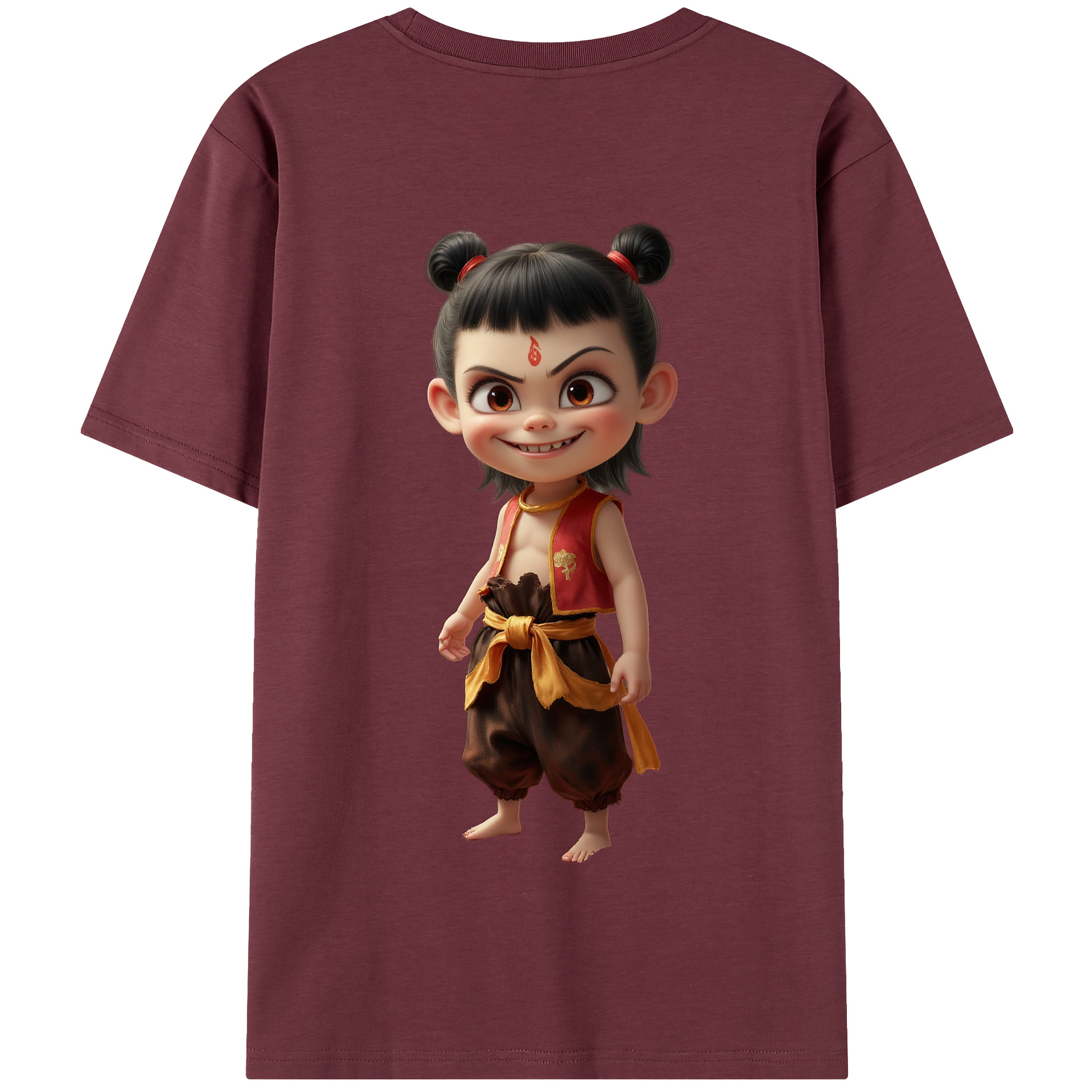（画像用） Ne Zha 2 ナタ 魔童の大暴れ 綿100％半袖Tシャツ（背面プリント）